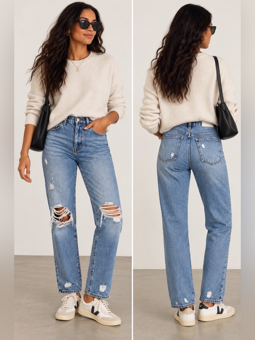 Pistola Distressed Ripped Straight Leg Jeans Size 26 Medium Wash